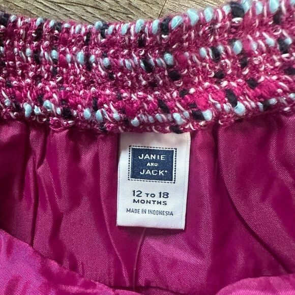 Janie and Jack Girls Size 12-18 Months Pink Tweed Boucle Skirt - Picture 2 of 3